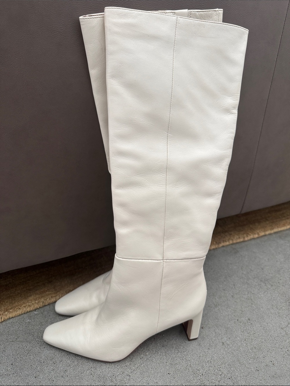 Sam Edelman Elegant White Knee-High Leather Boots